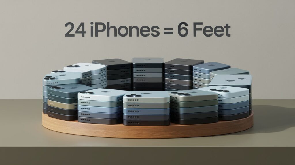 24 iPhones Stacked on Top of Each Other